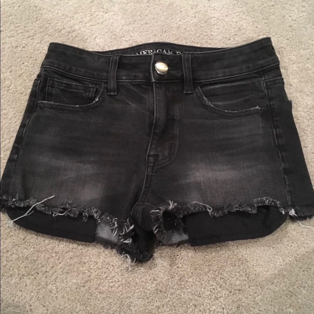 American eagle high rise shortie black shorts 0